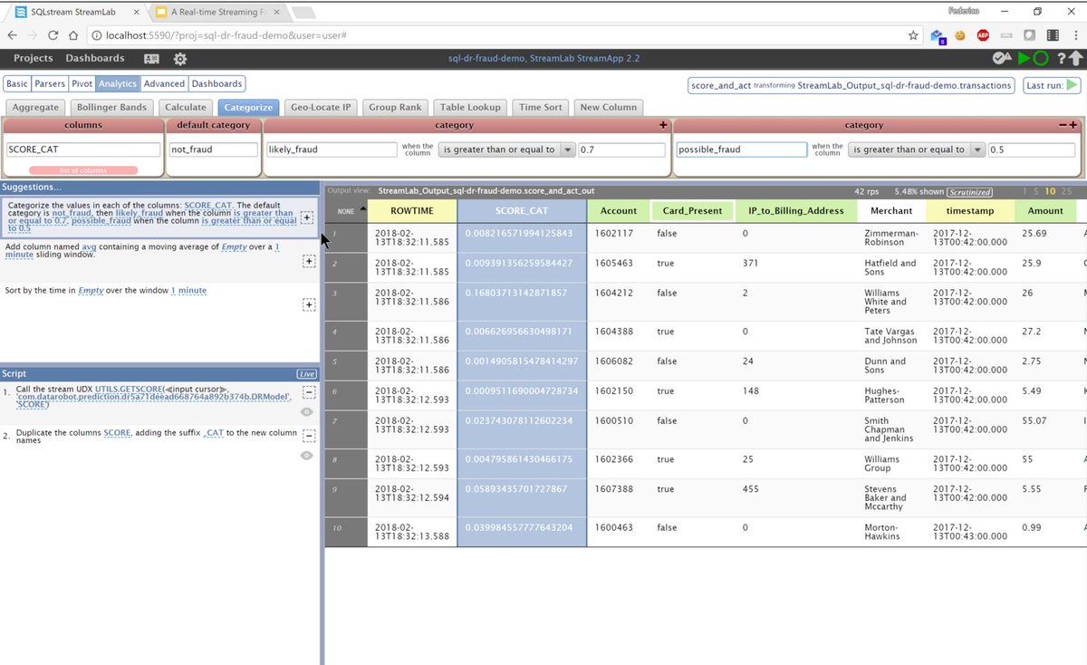 SQLstream's tweet image. Here&apos;s how #streamingAnalytics and #ML can be used to build streaming apps for #realtime #fraudprevention in under 30m. #AI #datascience #predictiveanalytics