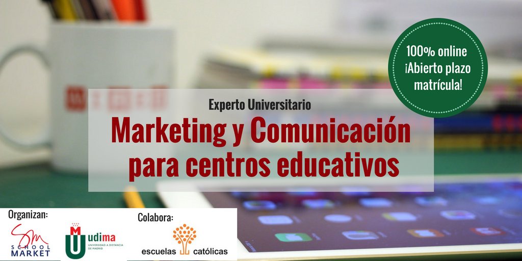 Últimos días para inscribirte al programa Experto Universitario en Marketing y Comunicación para Centros Educativos en <a href="/UDIMA/">Universidad UDIMA</a> ¡Los centros de <a href="/ecatolicas/">Escuelas Católicas</a> tienen un 10%! schoolmarket.es/experto-market…