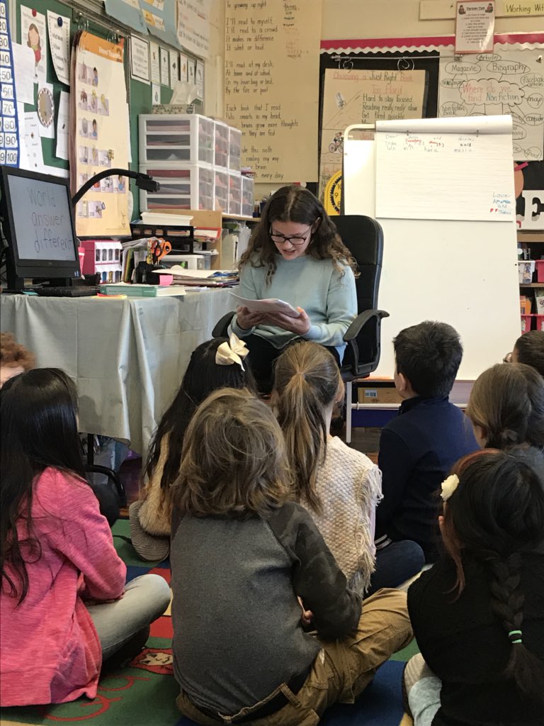 BaldWelshman's tweet photo. Pelham Middle School students visited their former schools today to read original international fairy tales to 2nd graders! #IB #ServiceandAction https://t.co/XF0wzKBiN0