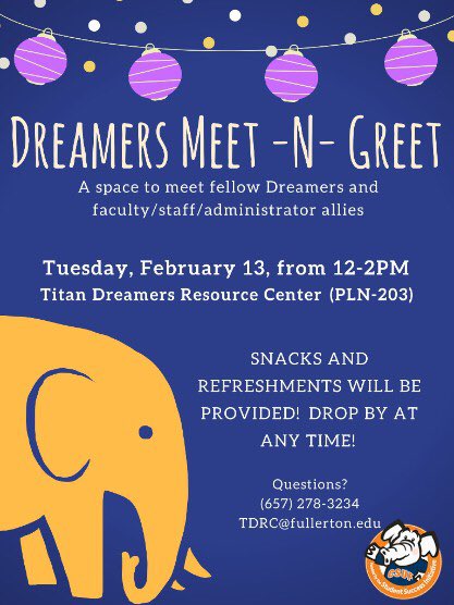 Join us today at our Dreamers Meet N Greet! At TDRC from 12-2PM! Great fun with good food and good people, plus opportunities to win prizes!