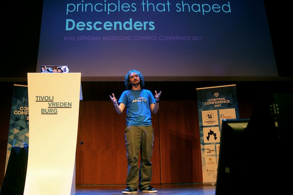 ControlMagazine's tweet photo. The video of @RoelEzendam talking about the game design principles that shaped 'Descenders' (and how that involved Elon Musk) is now available on YouTube: https://t.co/DmFQHXmrlt
@RageSquid #DESCENDERS #GameDesign #indiedev #gamedev #ConCon17 https://t.co/oou814C0ik