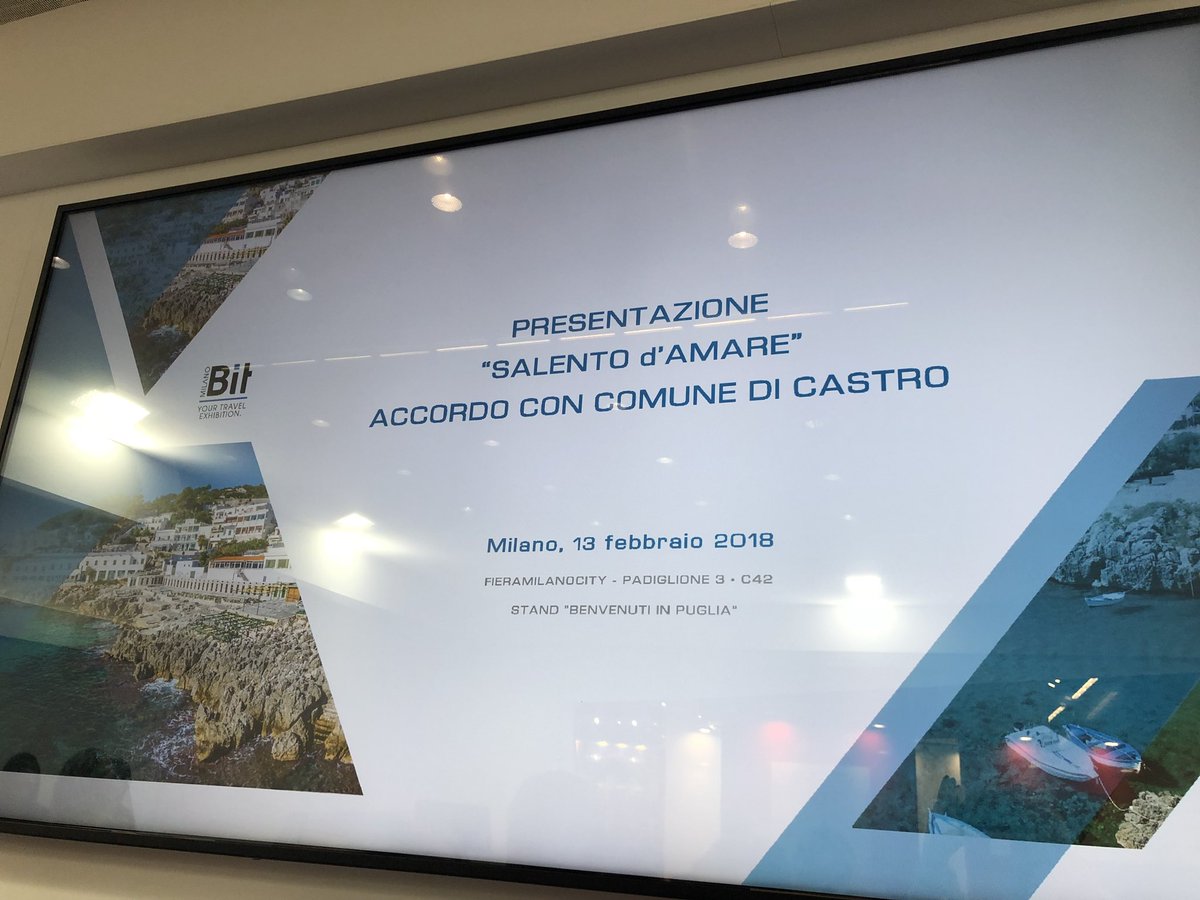 Salentodove's tweet image. Presentato in @bitmilano l’accordo tra @Salento_damare e @cittadicastro per la promozione congiunta del castello e museo archeologico! #bit2018 #castrolaperla