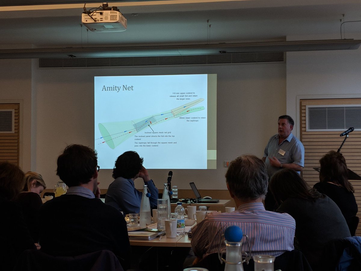 GearingUp_'s tweet image. .@GITAG_Project presentation on their current and previous work. Looking at the Amity net with a dual codend. Results show 96% separation for Nephrops. They&apos;ve got fishermen queuing up to use it. Aiming for more info on GearingUp soon.