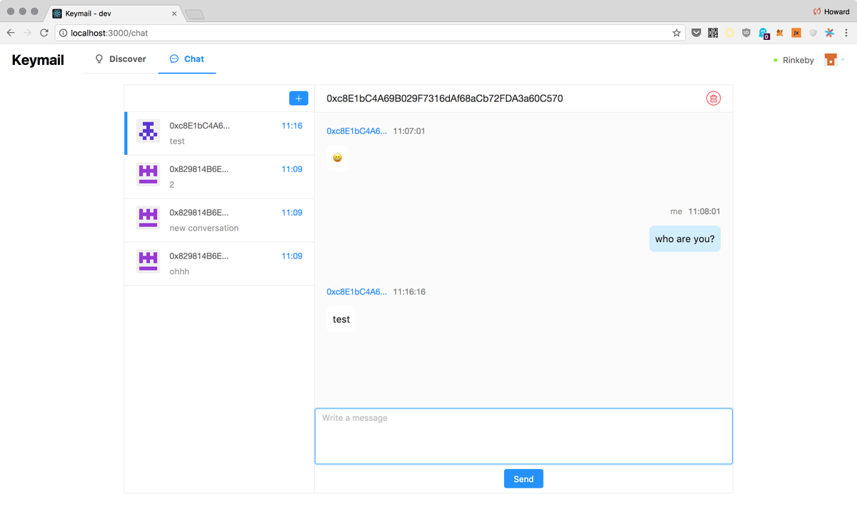 hayeah's tweet photo. Unstoppable/anonymous email/twitter by @ceoimon & @robertllvv. Really looking forward to its test release to the wider community! Bring down the centralized web 🔨 #keymail https://t.co/F9ESBBtJXC
