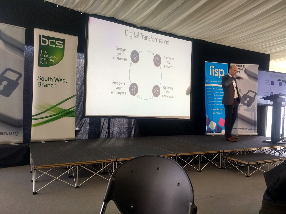 Clyst_IS's tweet photo. Jonathan Burnett of @Microsoft talking about security for Digital Transformation at #SSW10 #CyberSecurity @BCSSouthWest @PlymUni https://t.co/LKDaNK0YIg