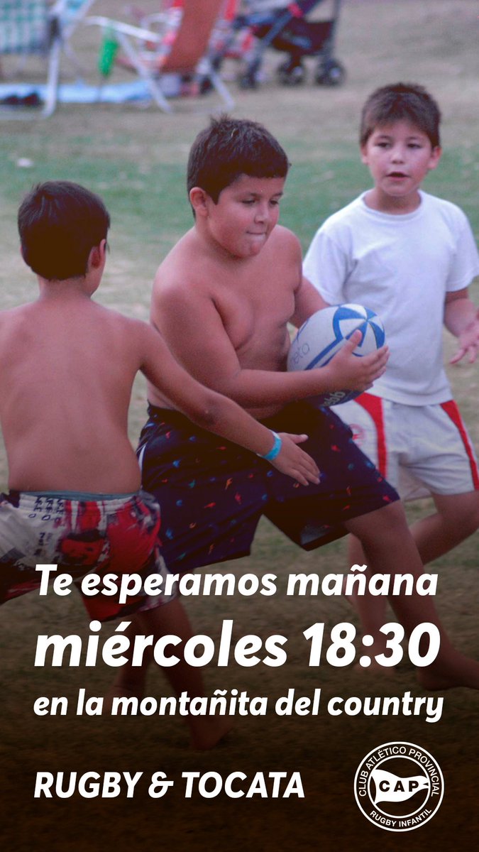 CAP_Rugby's tweet photo. Los esperamos mañana miércoles 18:30, en la montañita del country. Para la segunda práctica abierta de rugby infantil. Juegos, principios de Rugby y hacer nuevos amigos!! https://t.co/IctivBB7ia