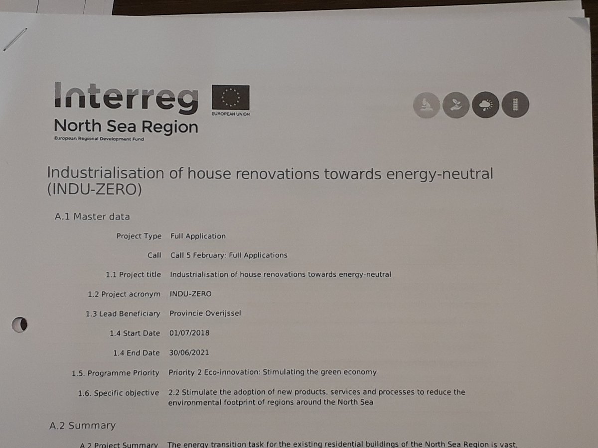 'Industralisation of house renovations towards energy-neutral'.  Dat klinkt als een projectaanvraag voor <a href="/NorthSeaRegion/">North Sea Region</a> waar we mee onze schouders willen onderzetten. Net een vruchtbaar overleg gehad met <a href="/Overijssel_/">Provincie Overijssel</a>  en nu aan de slag. #automatisatie van de #bouw.