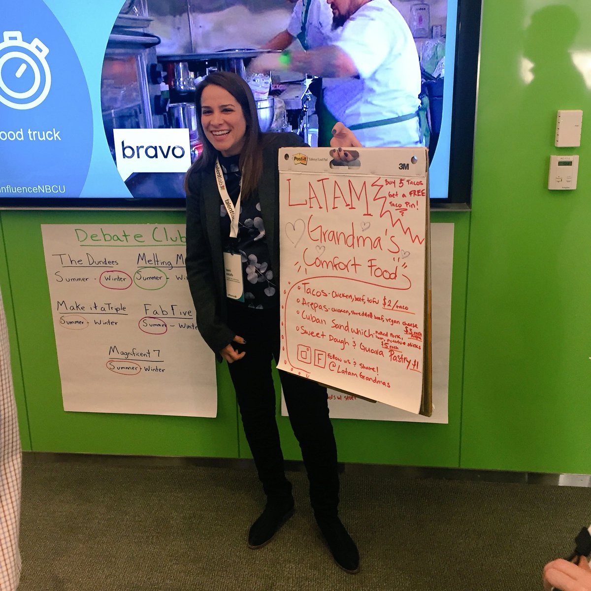 stbearman's tweet photo. Brave INFLUENCEr @LaxmiRod presenting her Miami-inspired food truck pitch! #influenceNBCU @talentlabNBCU https://t.co/1FzypBf9Fe