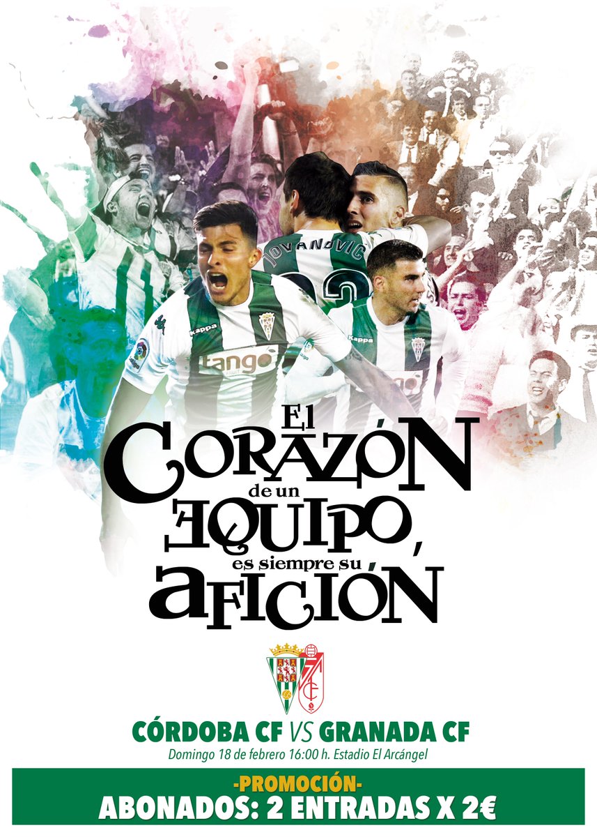 💚EL CORAZÓN DE UN EQUIPO ES SIEMPRE SU AFICIÓN💚

🔔PROMOCIÓN: ABONADOS 2 ENTRADAS POR 2€ 

#CórdobaGranada #Sóloparavalientes