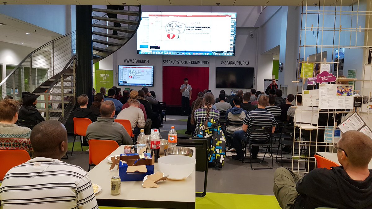 tietoturva_ry's tweet image. The house is full at the last stop of the Turku visit: @turkusec February meetup! #fuzztesting and #bluteaming on the agenda