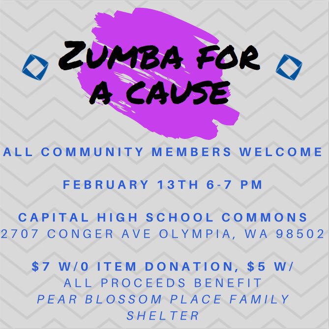 TONIGHT IS THE NIGHT!! Zumba for a Cause tonight in the commons from 6-7💙💜💙 we will be finished with plenty of time to make it to the basketball game!! Remember to bring family and friends!