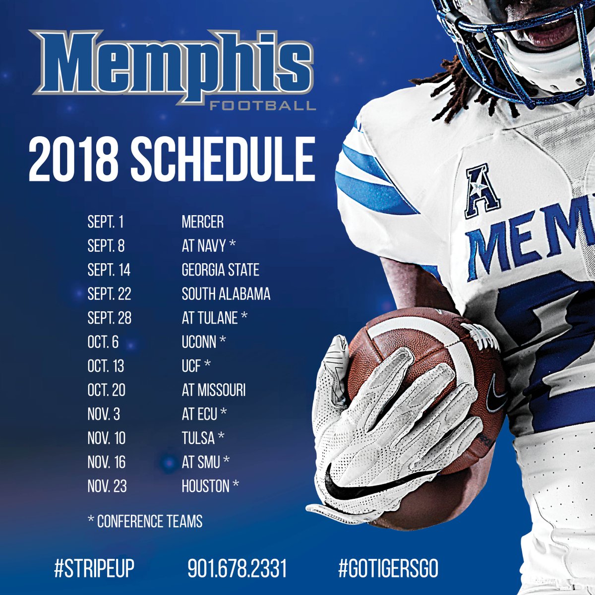 Memphis Football On Twitter 2018 Tiger Football Schedule