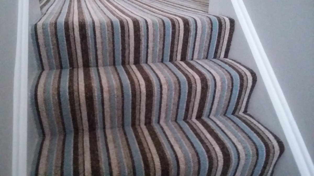 aftfloor's tweet photo. A popular carpet for stairs, Gala stripe adding modern colour and design on a budget 👍 #stripes #Carpet #rentals #homedesign @CarpetNFlooring https://t.co/zTjHsu5oUI