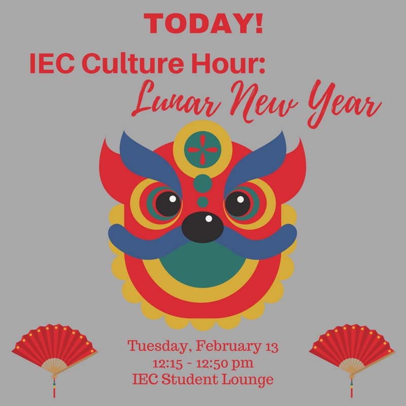 iec_cuboulder's tweet image. 新年好 Join us today for a celebration of the Lunar New Year during today's Culture Hour! 12:15-12:50 pm in the IEC Student Lounge. #ieccu #CUBoulder #lifeonthehill #LunarNewYear