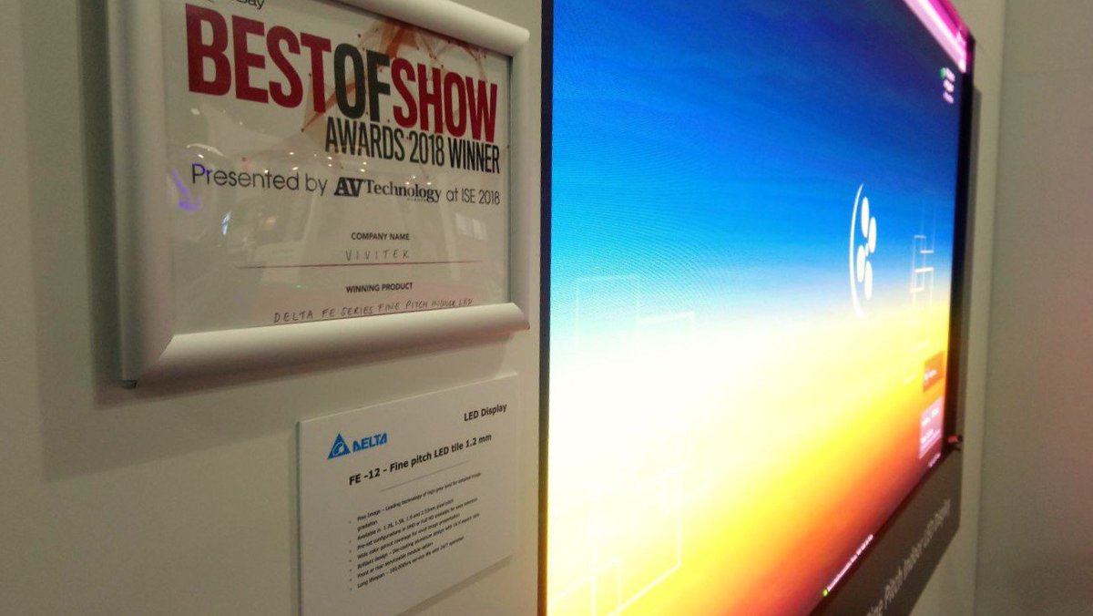 vtlgroup's tweet photo. AND the winner is....@vivitek #BestInShow #LED #ISE2018 #exhibition https://t.co/EBXaboZkuE