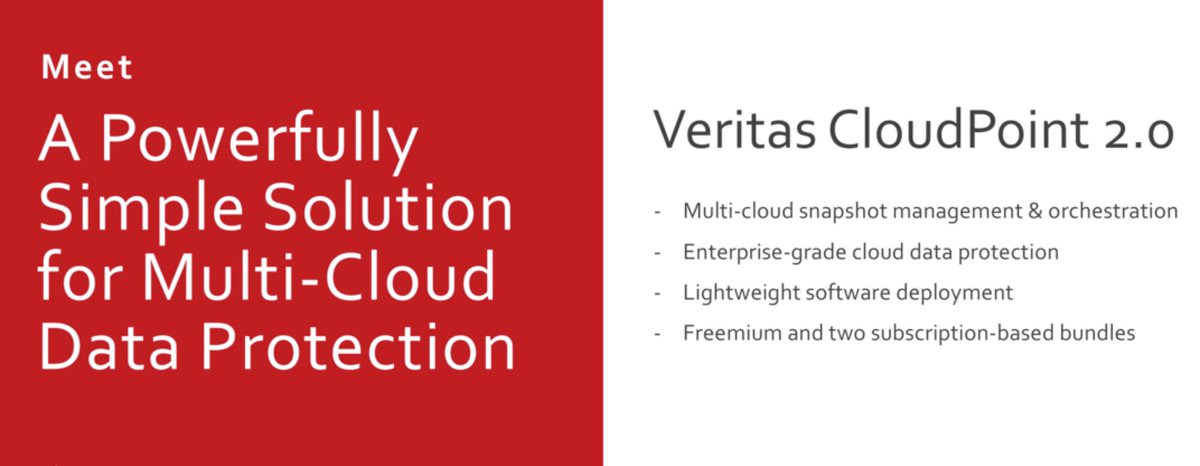 VeritasTechEvts's tweet image. #CloudPoint makes multi-cloud data protection simple - via @arjanvp. Check it out. vrt.as/2ElqbKE #TransformYourBiz #OracleDatabases #DataProtection