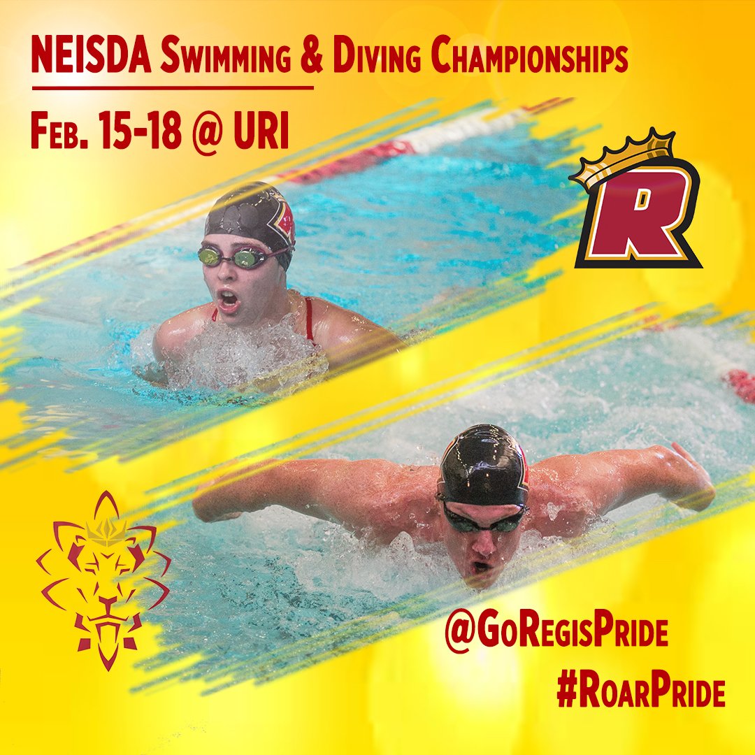 GoRegisPride's tweet photo. GAMEDAY: @NEISDASwimDive DIII championships on tap today, Friday and Saturday for @RegisSwimDive. Good luck to all our competitors! #RegisSWIM #RegisDIVE #RoarPride https://t.co/Eeenhm71Lc