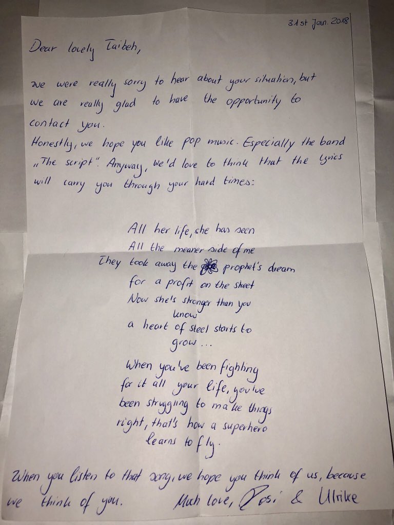 TaibehA's tweet photo. So happy after reading this amazing letters with beautiful words😍 Vielen Dank Deutschland 🇩🇪 Thank you for your support and love❤️ I really appreciate it! @amnesty https://t.co/2SqWB97LQP