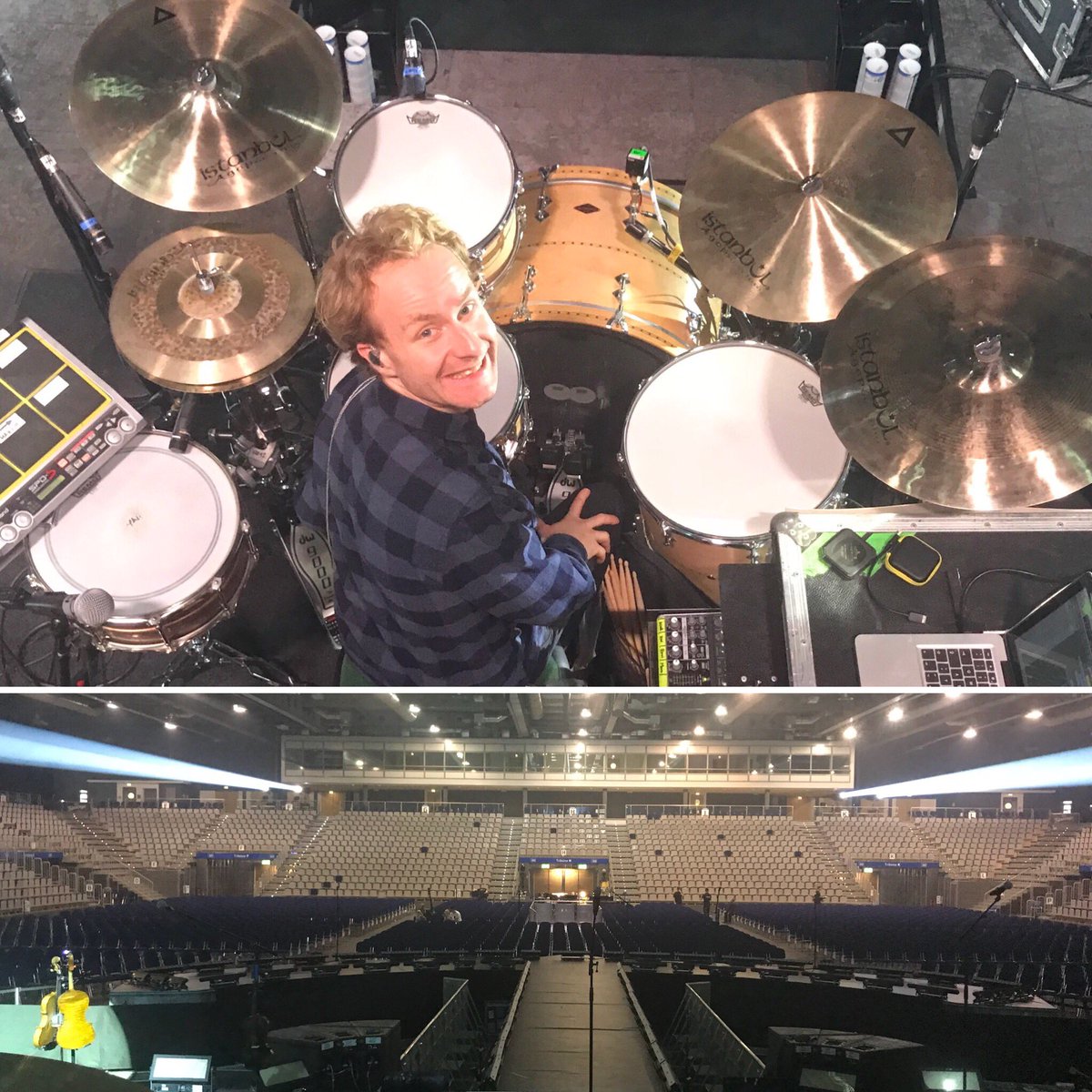 drummarco's tweet photo. tonight: „Messehalle Erfurt“ / „Santiano“ :-) ! Photo by Jörg Schmitt @craviottodrums @istanbulagop @remopercussion @vaterdrumsticks @skygel_damperpads @porter_and_davies @fischeramps @adrian_kirchler https://t.co/QVbXJO6F9k