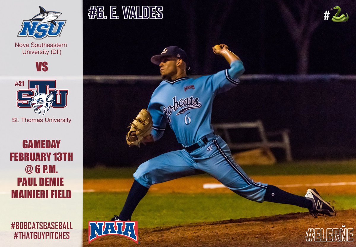 stu_saac's tweet photo. Fun fact: Did you know Sr. Erne Valdes had 100 strikeouts last year? 😧 Catch him and the rest of @STU_Baseball at 6pm tonight at 🏠 as they face DII @NSU_Baseball ⚾️🔥⛽️🧀 #ThatGuyPitches #BobcatsBaseball https://t.co/VBmyJunF8L