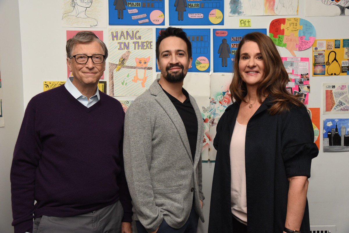 BillGates's tweet photo. I’m on Facebook Live with @melindagates and @Lin_Manuel to discuss why we’re more optimistic than ever: https://t.co/0HYN41wnIP https://t.co/JMtxezXNl4