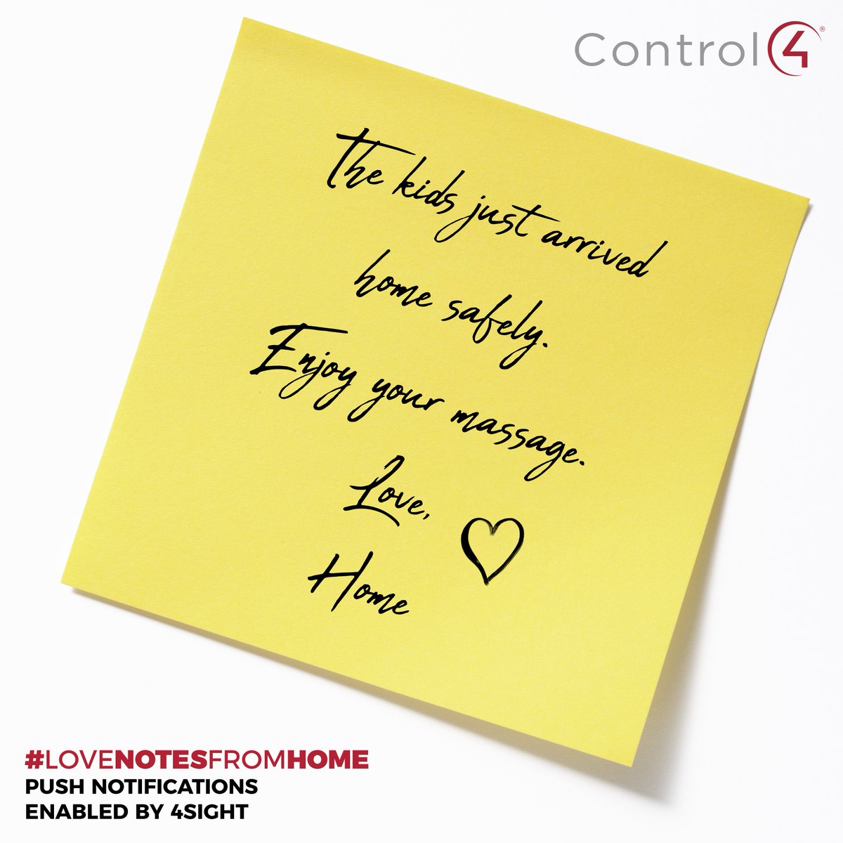 Control4's tweet photo. You love your smart home, and your #smarthome loves you, too! 
#LoveNotesFromHome 

Push notifications enabled by Control4 &amp; 4Sight. https://t.co/i36mJdowhx