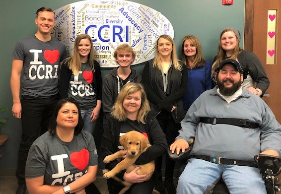 SarahTJones334's tweet photo. Best HR team picture ever! Now featuring Otis a Golden Retriever puppy visitor. Thank you @CCRIMercedes for taking the picture and sharing Otis. Thank you to @MoorheadSchools @MSUMoorhead and @Concordia_MN @CordCareer for having your amazing students to intern with us #TeamCCRI https://t.co/5GoPK2w1TO