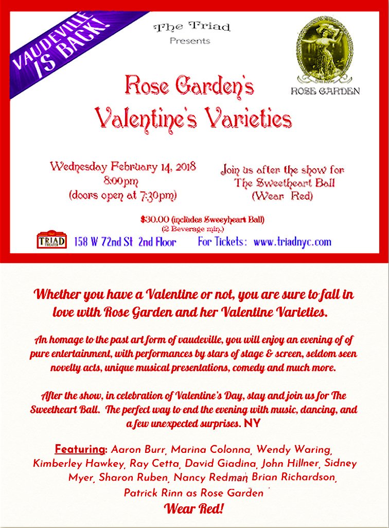 PatrickRinn's tweet photo. Don't forget to plan your date.  An evening you won't forget. #ValentinesDaySpecial #TraidTheater, @The_TriadNYC #VarietyShow @Patrick @PatrickRinn https://t.co/EM794C8LbK