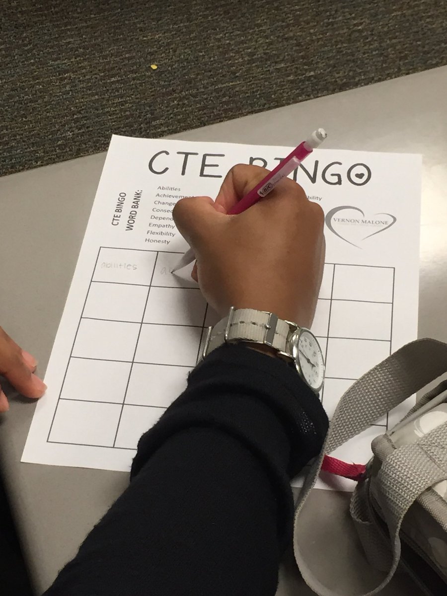 growVMCCA's tweet photo. Happy CTE Month!  We don’t have to be retired to enjoy CTE BINGO! @VernonMaloneCCA @WCPSS @wcpssmagnets @STC_WCPSS #GrowVMCCA https://t.co/GjR6zp9D2D