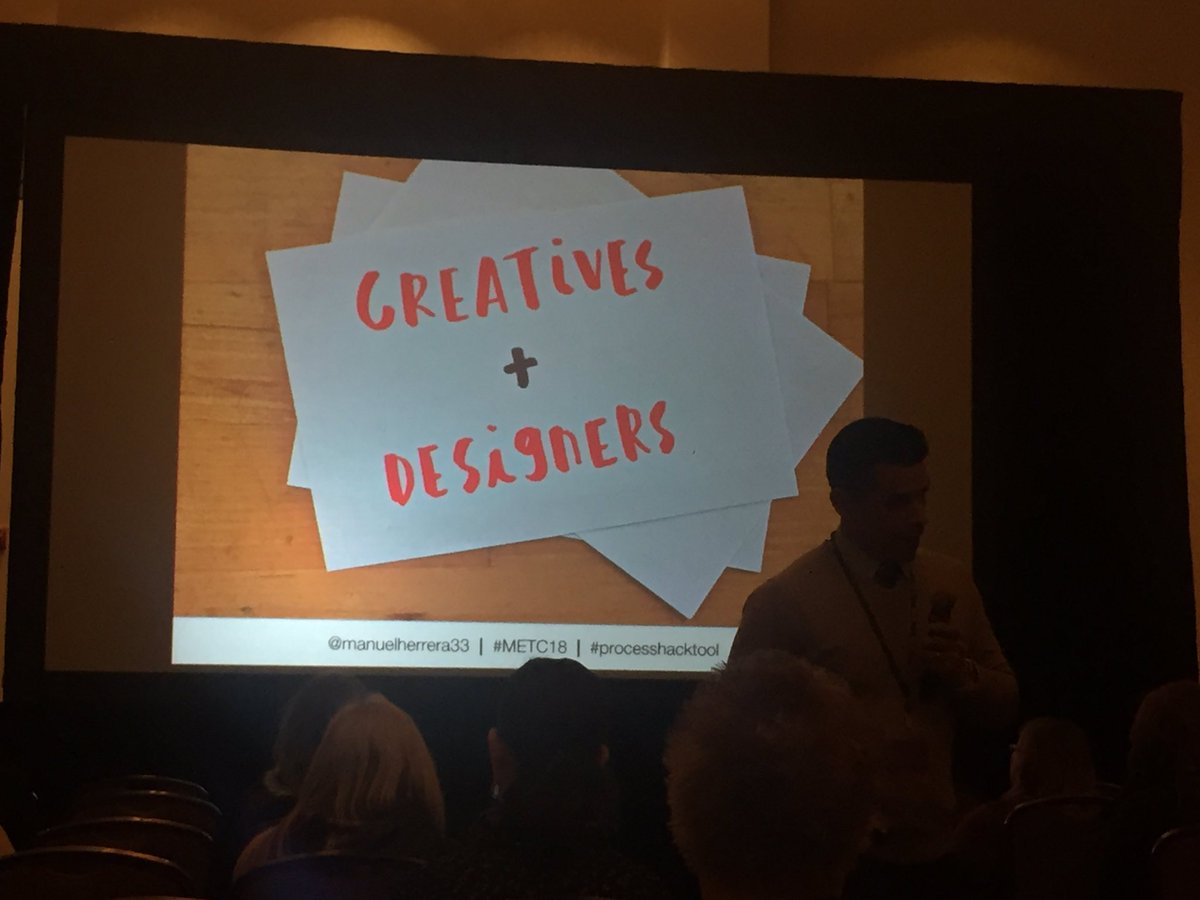 sadieclorinda's tweet photo. "We ask students to be creatives and designers, but don't give them the tools or process to do it. We give them a rubric and a due date." @manuelherrera33 #METC18 #processhacktool https://t.co/RvoxMg3OyN