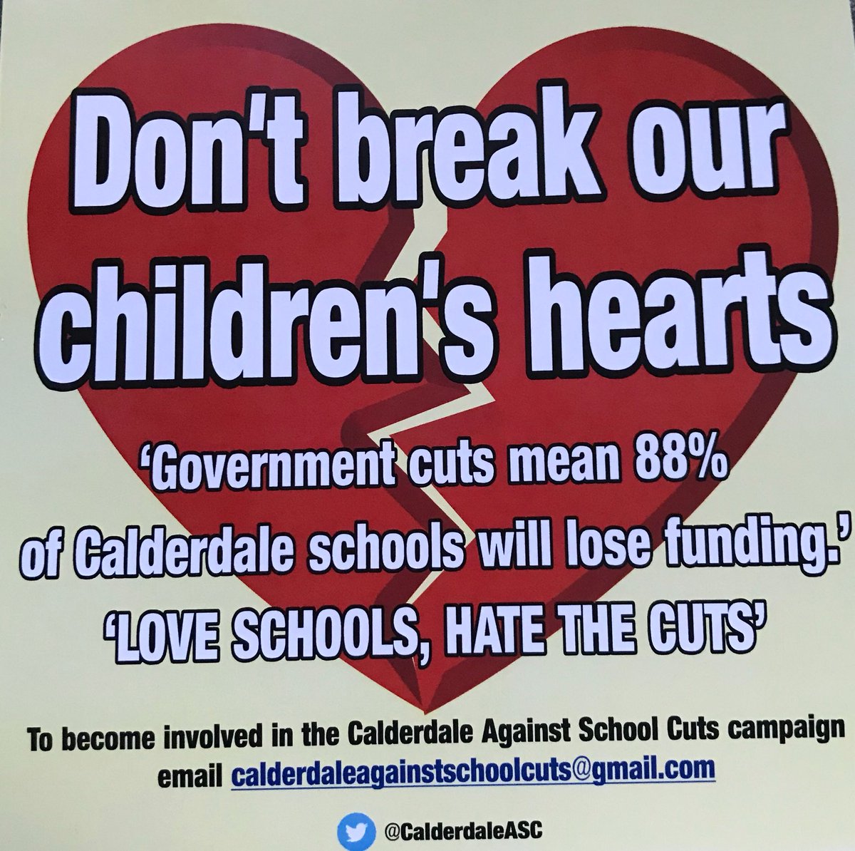 CalderdaleASC's tweet photo. Tomorrow it’s #ValentinesDay2018 have you sent a card to your MP #loveschoolhatecuts https://t.co/ZdioP3iApJ