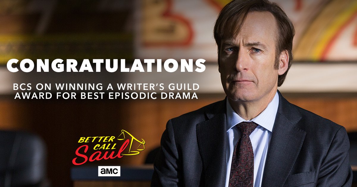 Gotta give it to this crew! 🙌 #BetterCallSaul writer Gordon Smith received the Best Episodic Drama award by the #WritersGuild for his episode Chicanery!