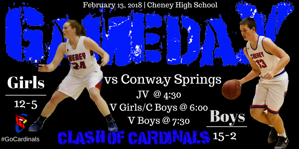 CheneyCardinals's tweet photo. Cheney Basketball is home tonight for games versus Conway Springs! #GoCheney https://t.co/9K370hAQw4