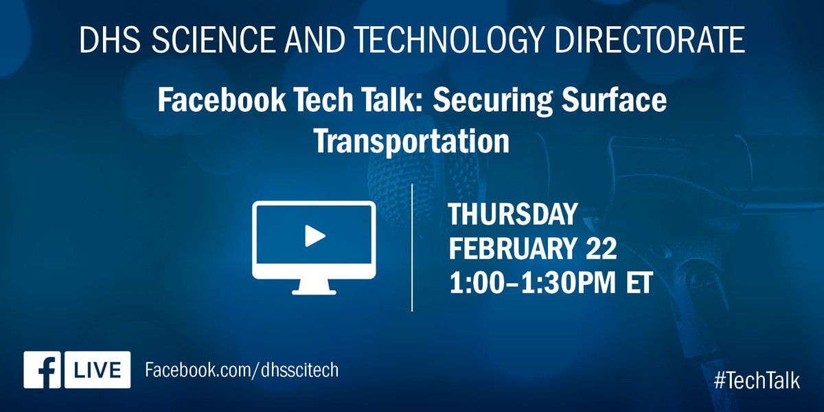 dhsscitech's tweet photo. Millions of commuters use #masstransit each day in the U.S. Tune into S&amp;T’s 2/22 #TechTalk to learn about tech we’re developing to secure these surface transportation systems: https://t.co/SZ1zq4Ihs4 https://t.co/Ym5ZVqyPIM