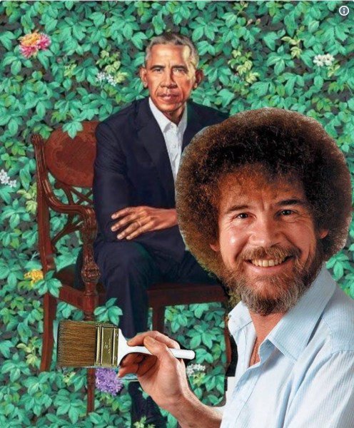“We don't make mistakes, just [un]happy little accidents.”― Bob Ross, not so much🙃 “Let's get crazy.” ― Bob Ross #TuesdayThoughts #TuesdayMotivation #quotes #ObamaPortraits #obamaportrait #Obama #FatTuesday
