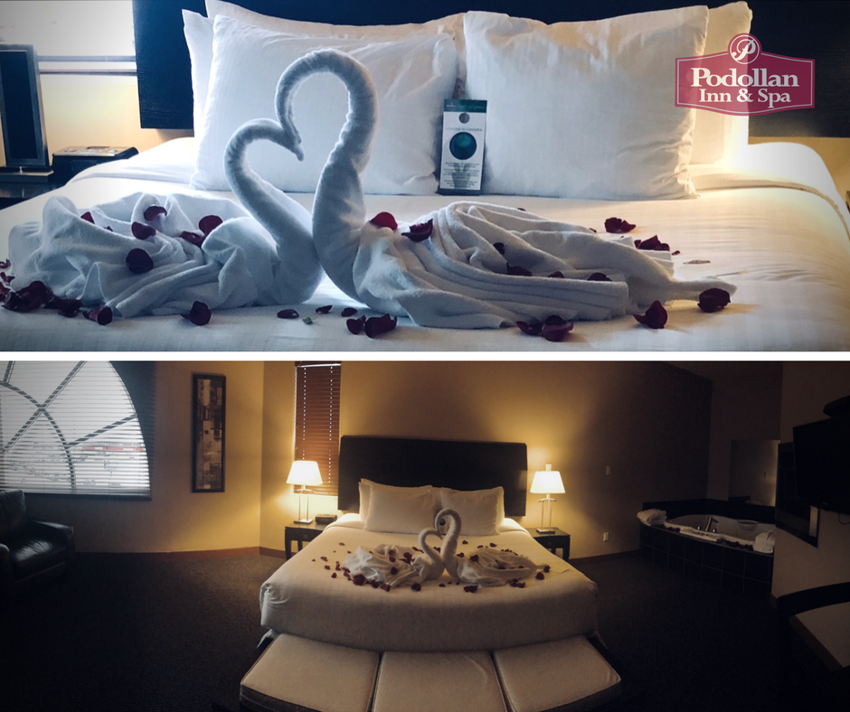 PodollanInns's tweet photo. A little sneak peak of our romance package in #GrandePrairie! Thanks to our talented staff for these amazing swan towels. Click here for more details about our February promotion: https://t.co/i7pPMruDZH #TravelAlberta #Hospitality #ValentinesDay2018 #ValentinesDaySpecial https://t.co/c5pkbhcPwa