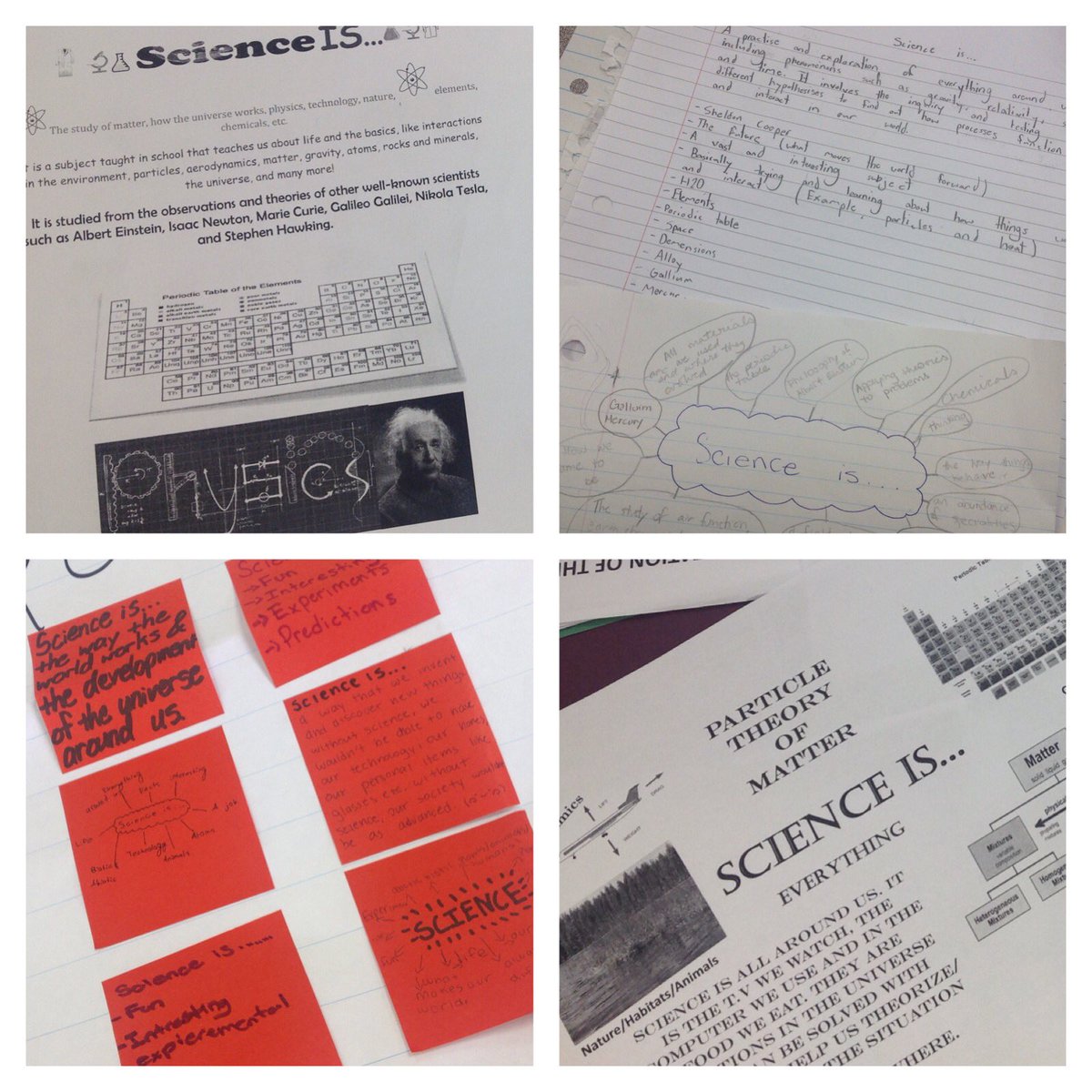 SciLitSandra's tweet photo. Ts share S responses to "science is"prompt. Relevance to real world & their lives is evident! @LionelSandner #studentvoice #dpknowthelearner https://t.co/xwKCwD5pDN