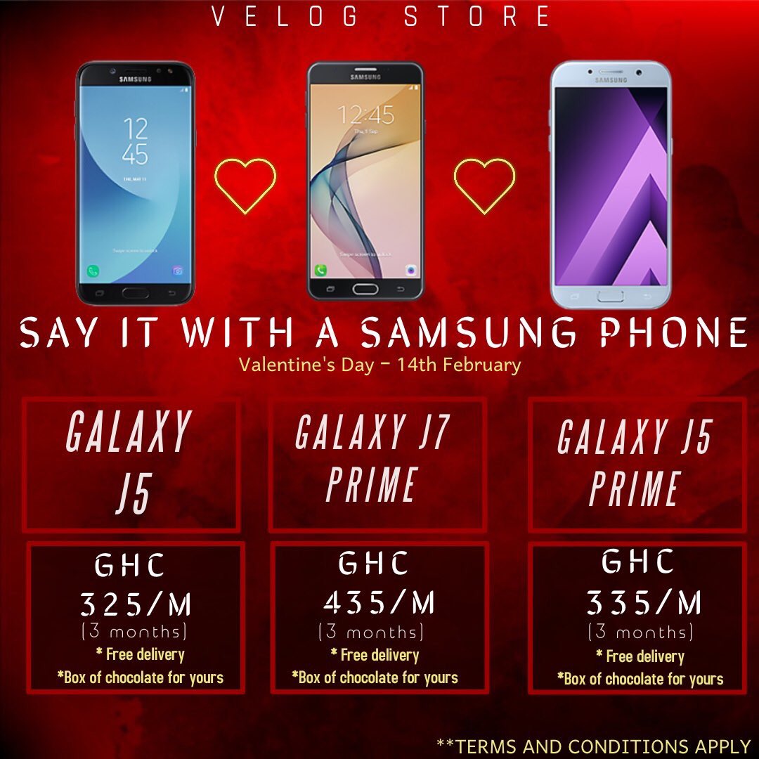 gsmoothee's tweet photo. Get that special someone a Samsung phone from #VelogStore and pay over three months. Amazing #Voffer. Free deliveries as well within Accra ❤️❤️❤️ @velogstore https://t.co/yeE9RqPeZW