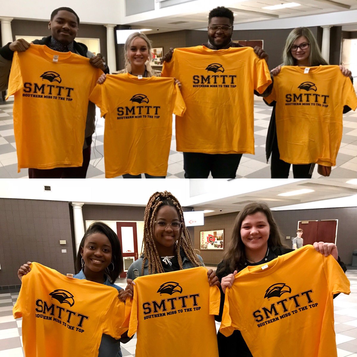 USM_Alex's tweet photo. Seniors .@CHSArrowNation are ready to join the @SouthernMiss family!! #SMTTT #chooseUSM 🦅 https://t.co/fjTEQ0vEhI