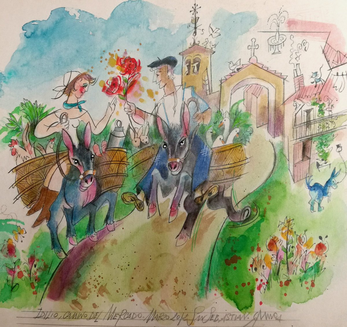 A todas/os a los que #Cupido os tocó con sus flechas del #Amor y os enamorasteis, felicitaros y desearos un feliz día de San Valentín, #zorionak ( ilustración de #RafaelMunoa ) #Donostia  #corazon #sansebastian #SanValentín #SanValentin2018