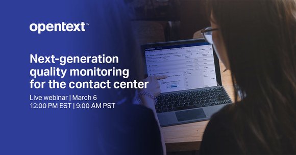 RevardOpenText's tweet photo. Join us for this live webinar on March 6 where Matt Storm joins Paul Stockford, Chief Analyst of Saddletree Research, to provide insights on enhancing the employee's experience bringing maximum efficiencies through "next-gen" quality monitoring #WFO #cctr https://t.co/z5NLRwYNMX https://t.co/bmtoENgFdq