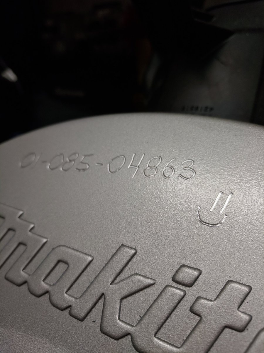 Engraving our new tools with tool number and a smiley. Because everyone needs a smile once in a while. #1041proud #trcproud #d295proud