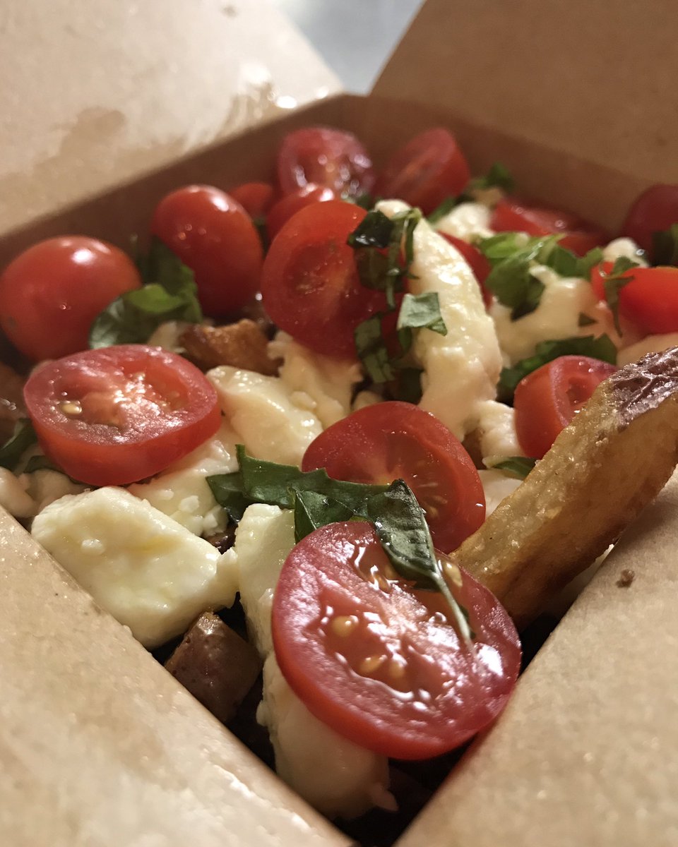 Take your Valentine to get some Caprese Poutine... curds, tomatoes, olive oil, and basil... Available now through Thurs... #ShooLove