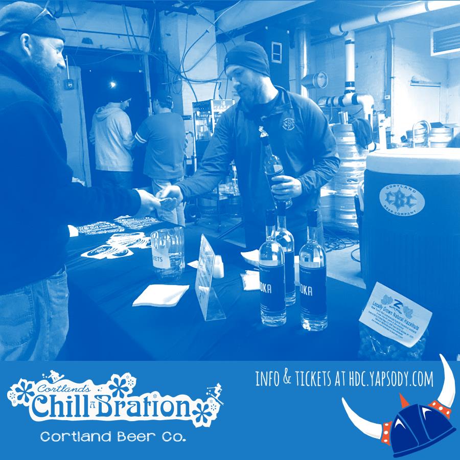CortlandDtown's tweet photo. Tickets are available NOW at Cortland Beer Company, LLC today! Use one of your 21+ beverage tickets to try their very own vodka! Check your tasting guide for #Chillabration drink specials! #Chillabration #MyCortland https://t.co/jEBD2zruxz