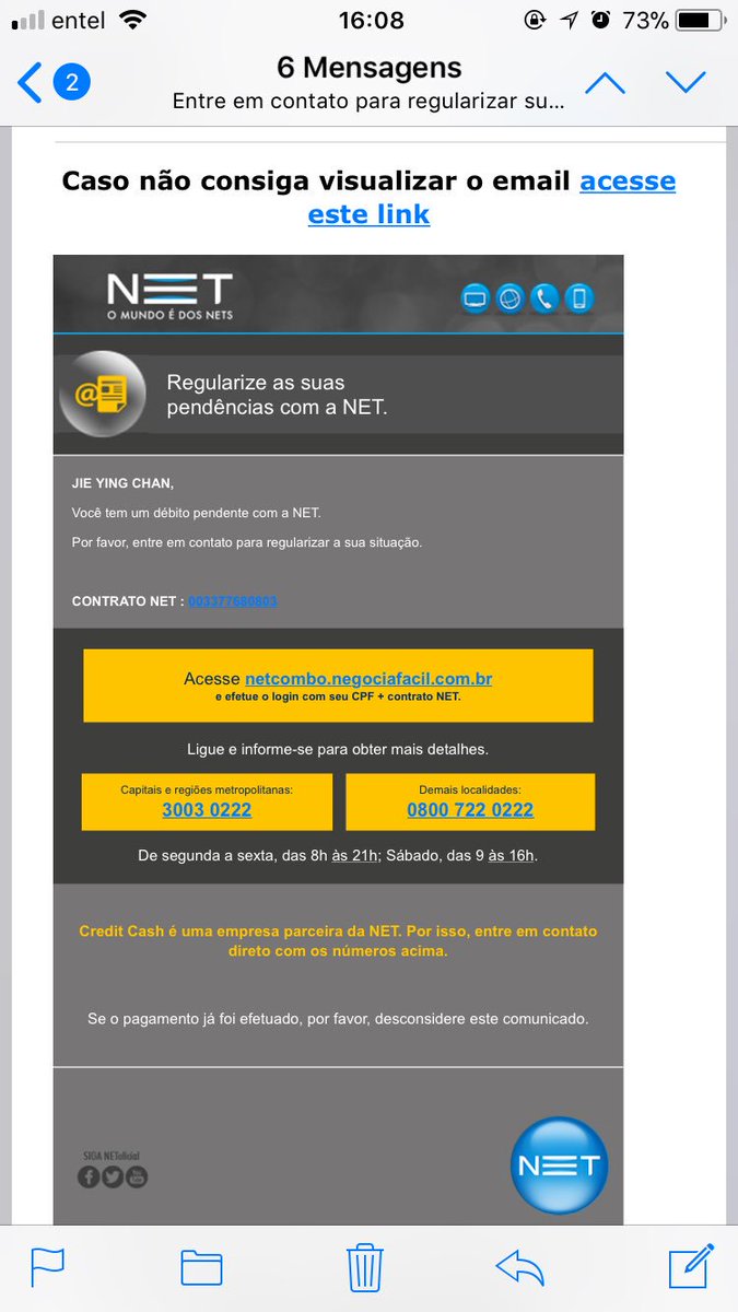_yingchan's tweet image. @NEToficial que inferno, já faz um tempão que seguem me enviando e-mail dizendo q a conta tá irregular. To de saco cheio disso. Além de estar td pago, os equipa/os foram devolvidos e nem net tenho +, odeio os (horríveis) serviços de vcs. Parem d encher o saco. #netmerda #netfail