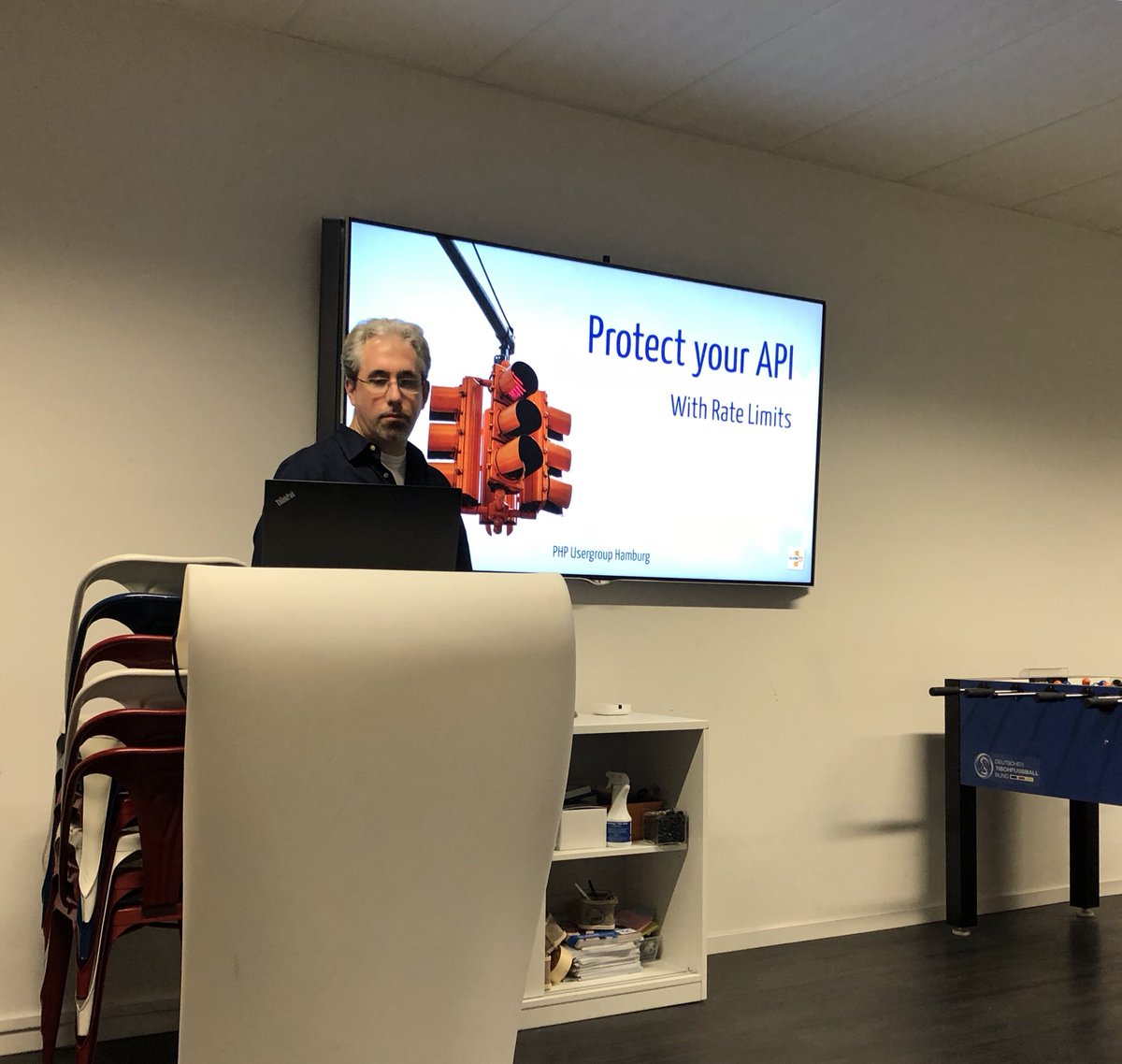 belanur's tweet photo. Up next: @arneblankerts explains how to protect APIs with rate limits! #phpughh https://t.co/WkUJCbTKn3