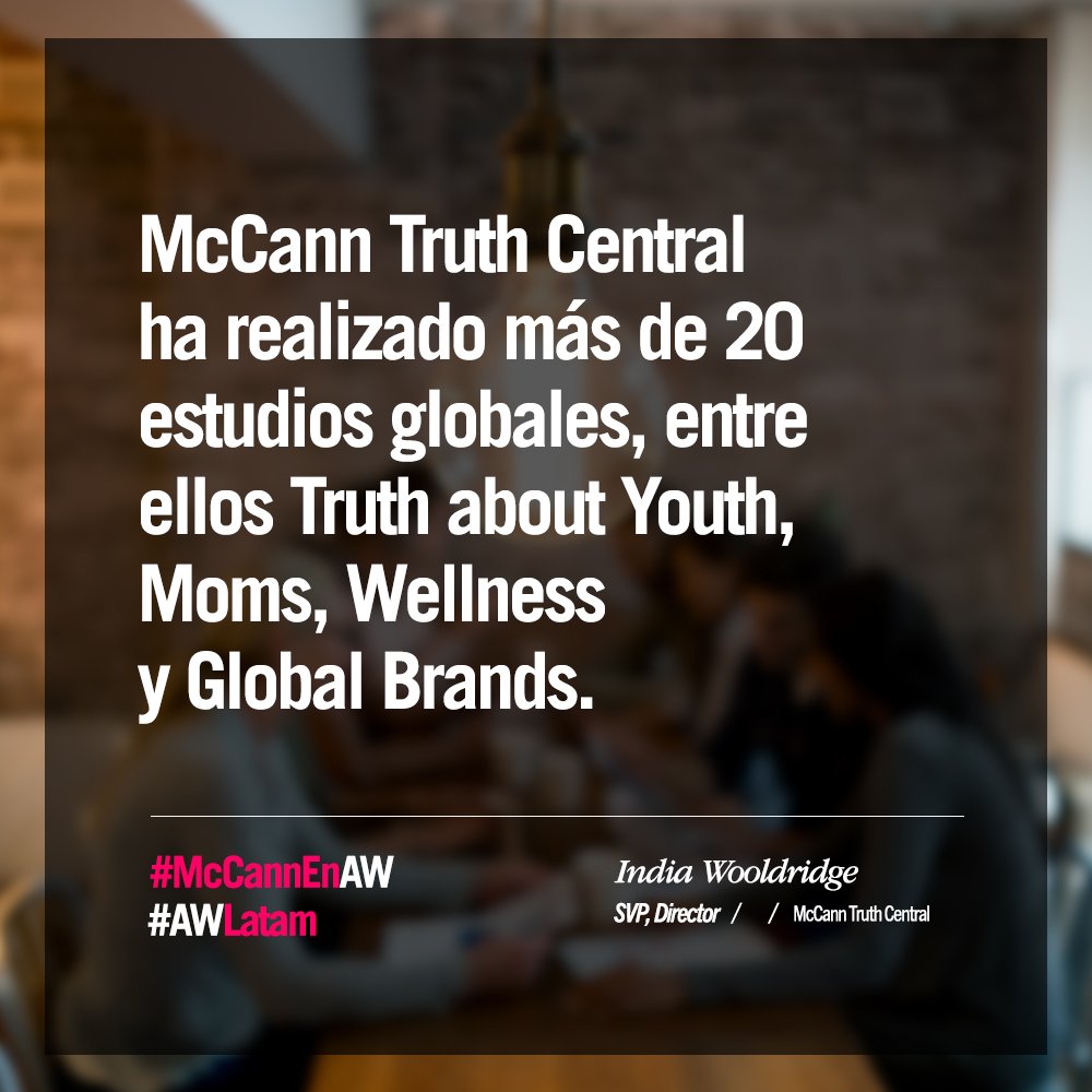 McCannMexico's tweet photo. Hoy a la 1:50 pm en el CDMX Innovation Stage, India Wooldridge, SVP de Truth Central y Josafat Solis, Chief Strategy Officer LATAM, hablan acerca de las verdades del paso de los años en los consumidores. ¡No se los pierdan! #McCannEnAW #AWLatam https://t.co/y8kmk6cT4U