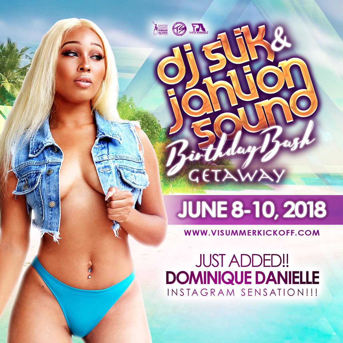 JAHLIONSOUND's tweet photo. Dominique_Danie added to Me &amp; @Krunkmaster birthday getaway in the #VirginIslands @visummerkickoff
・・・
 (June 7-10th) with DJs from the #UK, #Canada, #Atlanta, and the #Caribbean. Info and ticket purchases for the events can found @ https://t.co/juccEfwX1L https://t.co/59mLMpJdHZ