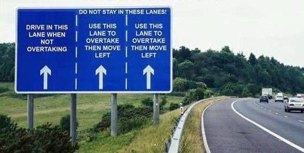 Frustrating to see so many drivers unable to stick to basic rules. 

Lanes 2 & 3 are for over taking....

Not for you to sit in doing 60mph holding everyone up. 

#LeftIsRight #RoadSafety #Motorway #DontLaneHog