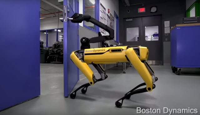 Robot dog opens door for another robot dog bit.ly/2BrlekF